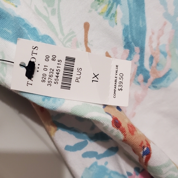 NWT NEW Talbots Shirt Womens 1X Multi color Seahorse Print T Shirt Short Sleeve - Picture 7 of 8